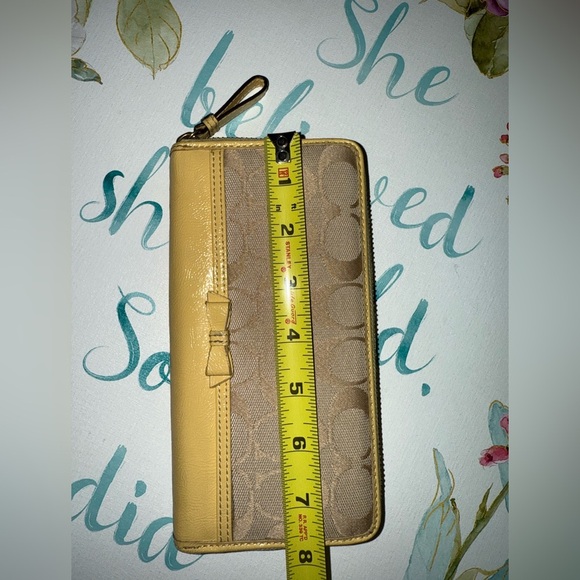Coach Yellow and Tan Monogram Zip Around Wallet - Picture 5 of 5